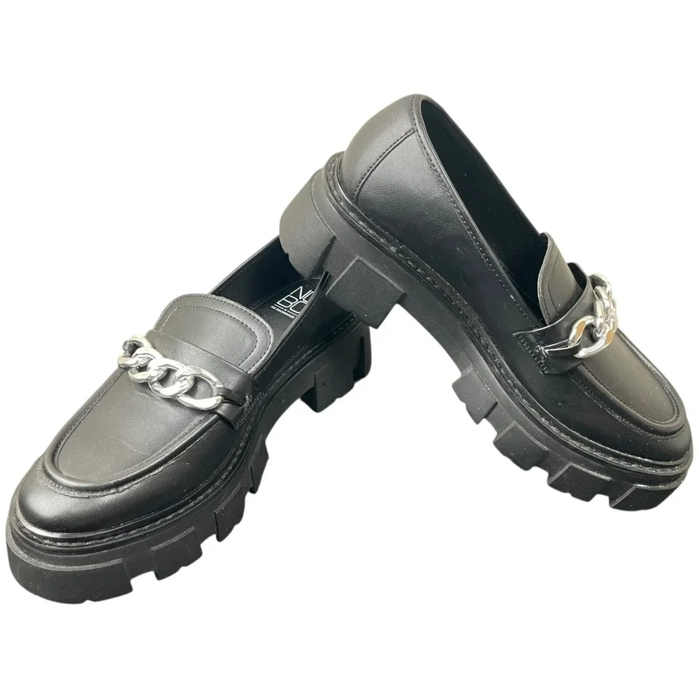 No Boundaries Lug Loafers‎ Womens  7 Chunky Platform Y2K Goth Grunge Chain Shoes